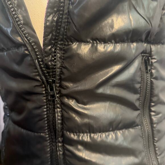 Aeropostale Women’s Medium Black Puffer Vest Purple  Pink Blue Leopard Lining - Picture 7 of 15